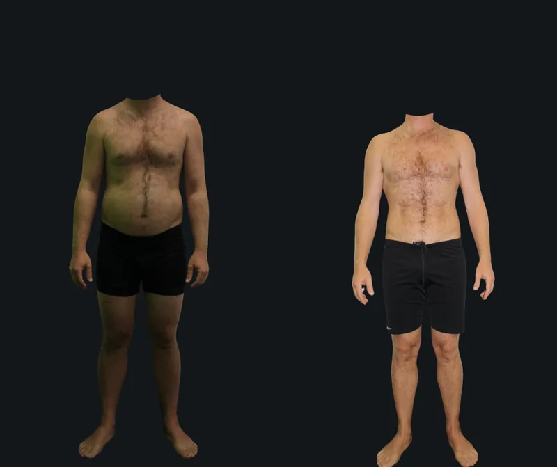 Before and after photos of a real 6X Training member, transformation 2