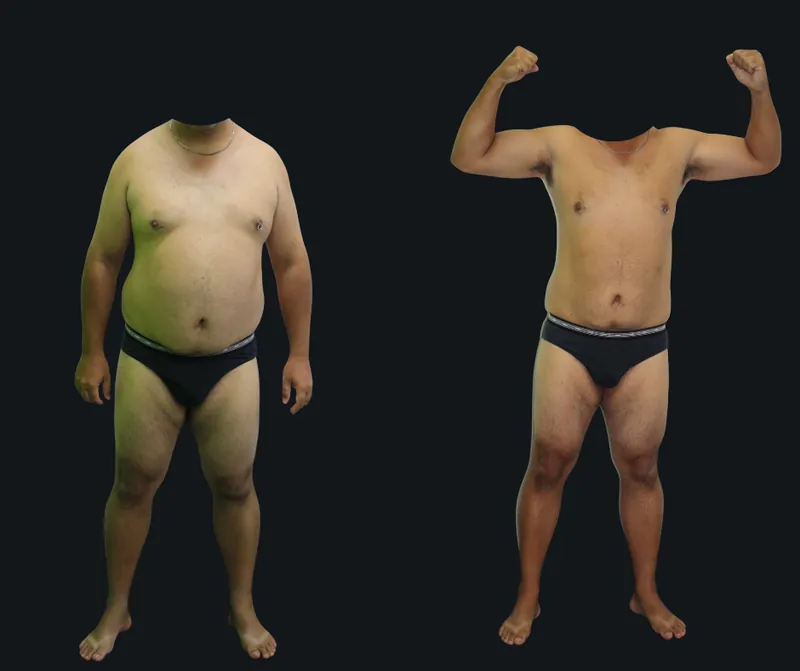 Before and after photos of a real 6X Training member, transformation 7