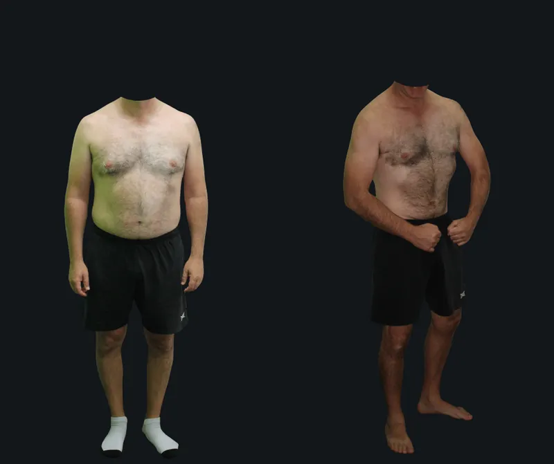 Before and after photos of a real 6X Training member, transformation 10